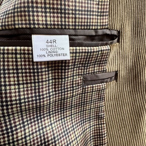 Saddlebred Corduroy Blazer Brown 2 Button Jacket Sport Coat Mens Size 44R - Picture 7 of 14